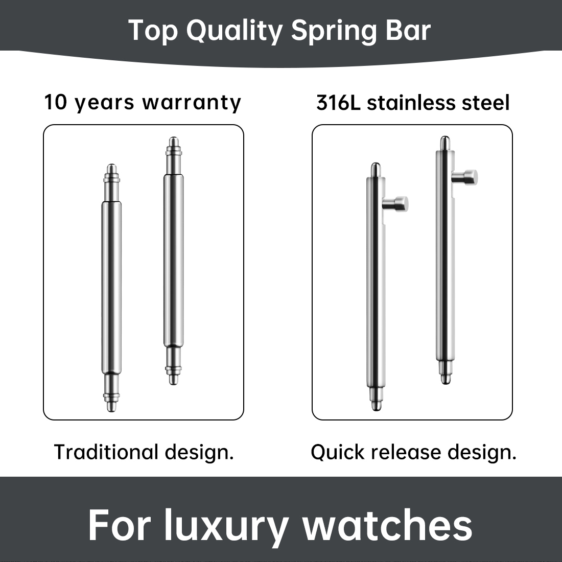 Curved Spring Bar - Maikes 316L jam tangan cepat lepas,